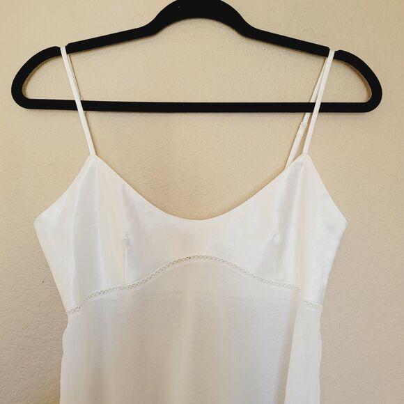 Victorias Secret White Ivory Babydoll Slip Mini Dress Womens Medium Satin Sheer - Picture 2 of 5